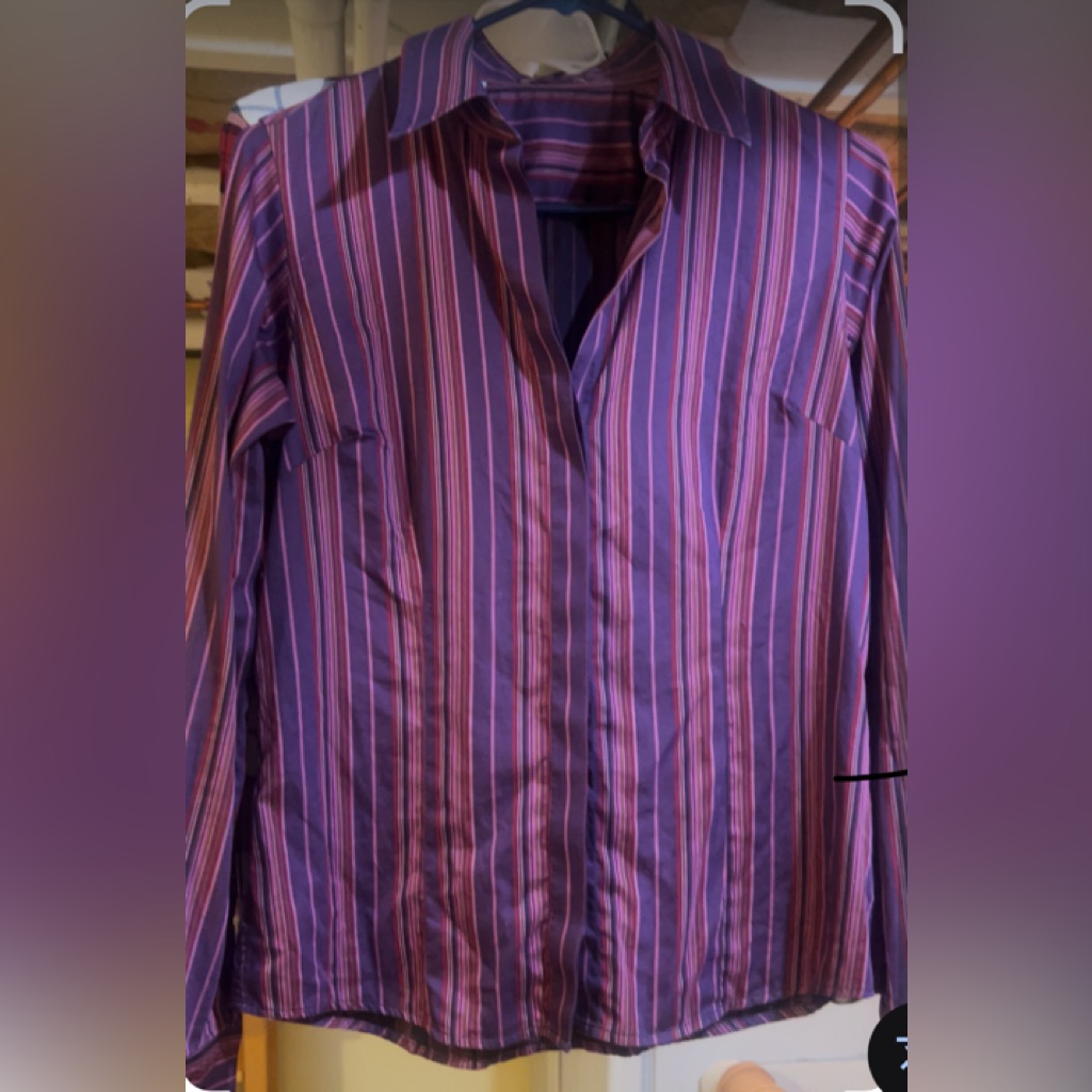 Thomas Pink Cufflink Button Up Purple Pink Stripe Shirt Us 6 100% Cotton